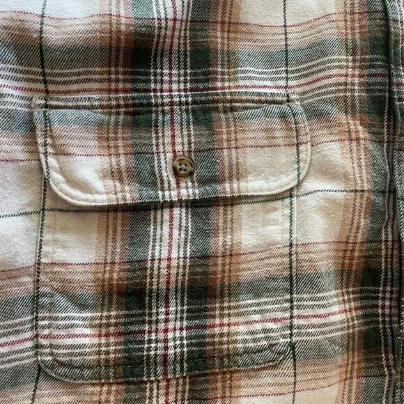 VTG 90s Eddie Bauer Double Pocket Plaid Flannel Button Shirt XL Tall Outdoors - Picture 7 of 12